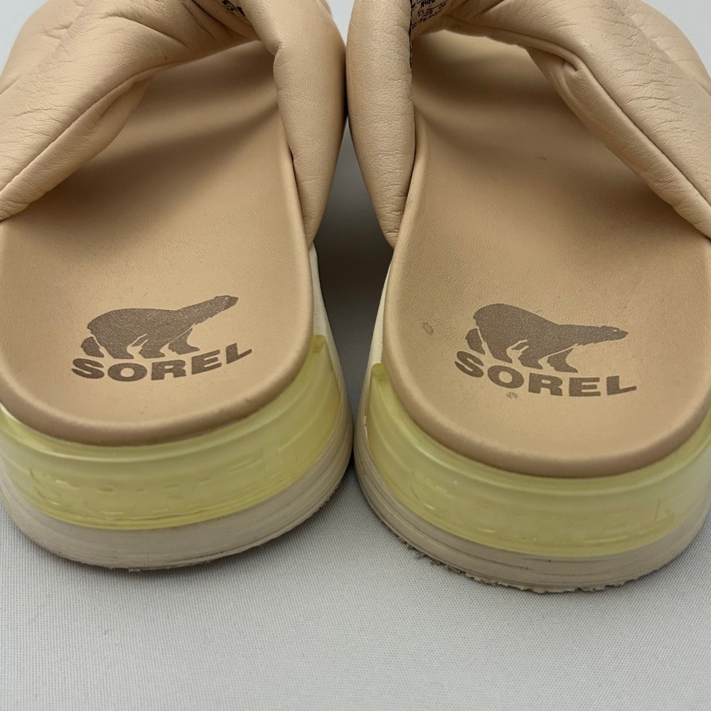 Sorel Viibe Twist Slide Womens 6 Cream Nova Sand Comfort Leather Platform Sandal - Picture 4 of 8